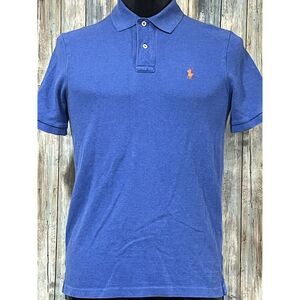 Men's Ralph Lauren Polo Heather Royal‎ Blue Shirt Orange Pony F11